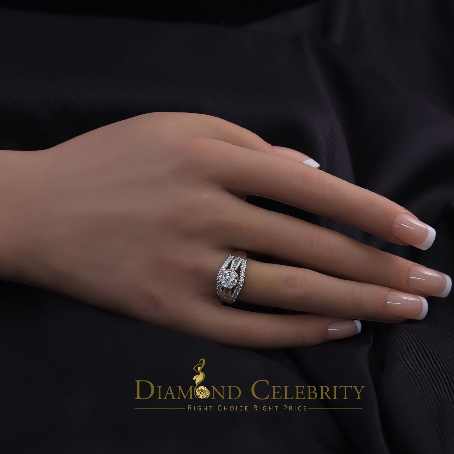 DiamondCelebritees 2.00ct Cubic Zirconia Sterling White Silver Round Engagement Womens Ring Size 7