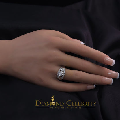 DiamondCelebritees 2.00ct Cubic Zirconia Sterling White Silver Round Engagement Womens Ring Size 7