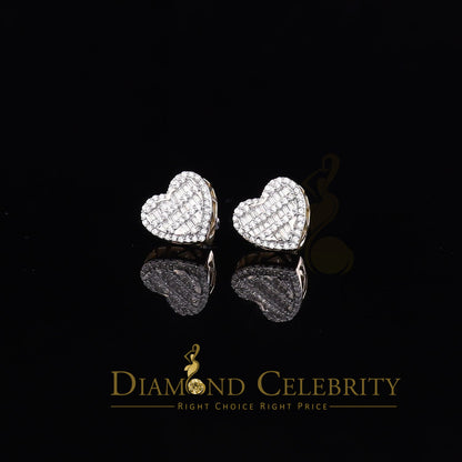 DiamondCelebritees  925 Yellow Sterling Silver 1.48ct Cubic Zirconia Men's & Women's Heart Earrings