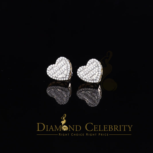 DiamondCelebritees  925 Yellow Sterling Silver 1.48ct Cubic Zirconia Men's & Women's Heart Earrings