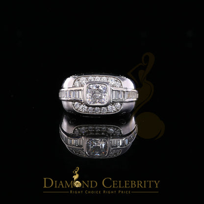 DiamondCelebritees 925 White Sterling Silver Cubic Zirconia 6.10ct Men Square Shape Ring Size 11