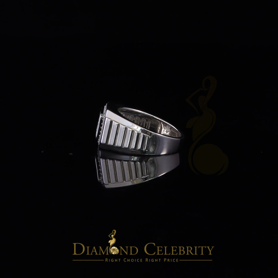 DiamondCelebritees 925 White Silver 0.75ct Cubic Zirconia Square Engagement Men's Ring Size 10