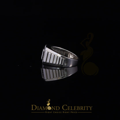DiamondCelebritees 925 White Silver 0.75ct Cubic Zirconia Square Engagement Men's Ring Size 10