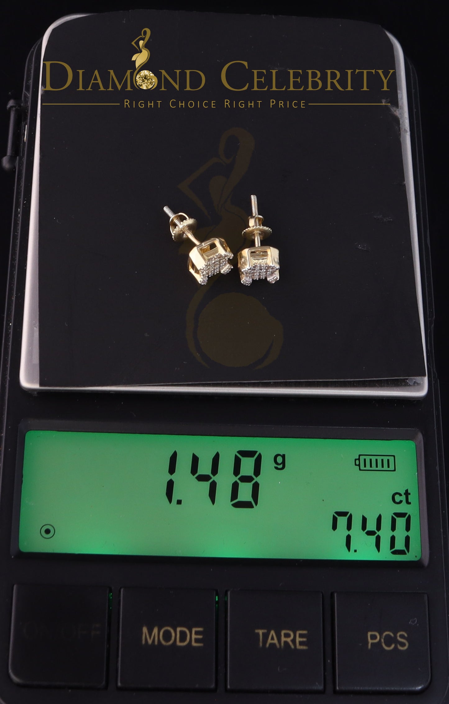 DiamondCelebritees 0.20ct Diamond Yellow 925 Sterling Silver Stud Earrings For Women's And Men's