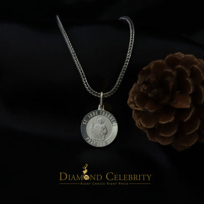 DiamondCelebritees 925 Sterling Silver Men's/Women's Saint Jude Thaddeus Pendant White Religious