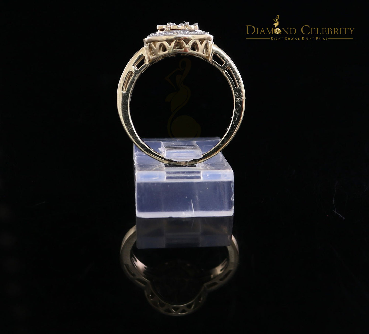 DiamondCelebritees 0.60CT Real Diamond Womens 925 Sterling Silver Yellow Ring Size 7 Round Shape