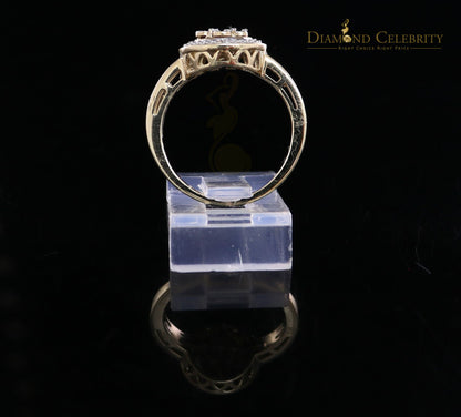 DiamondCelebritees 0.60CT Real Diamond Womens 925 Sterling Silver Yellow Ring Size 7 Round Shape