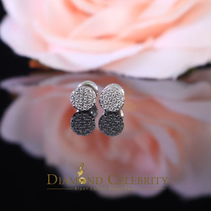 DiamondCelebritees  925 White Silver Aretes Para Hombre 0.30ct Cubic Zirconia Women's Round Earrings