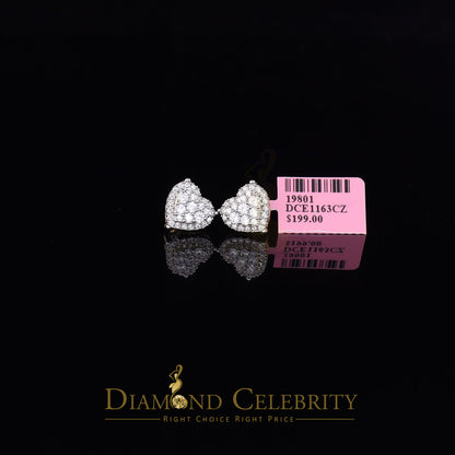 DiamondCelebritees  925 Sterling Yellow Silver 1.64ct Cubic Zirconia Heart Women's Stud Earrings