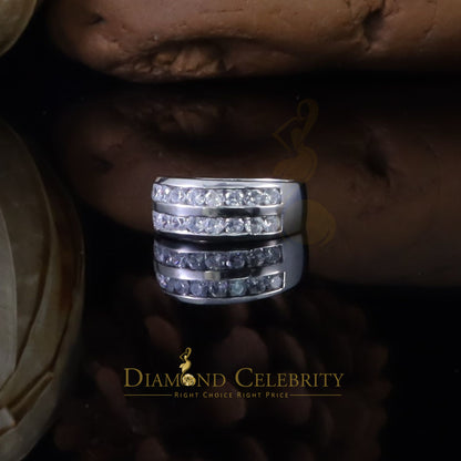 DiamondCelebritees Sterling White Silver Round 3.42ct Cubic Zirconia Round Men's Ring Size 10