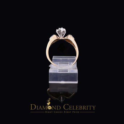 DiamondCelebritees  Real 10 kt Yellow Gold with 0.02 CT Real Diamond Flower style Ring Size 6.5