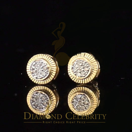 DiamondCelebritees 10K Real Yellow Gold with Real 0.05ct Diamonds Round Women's & Men's Earrings