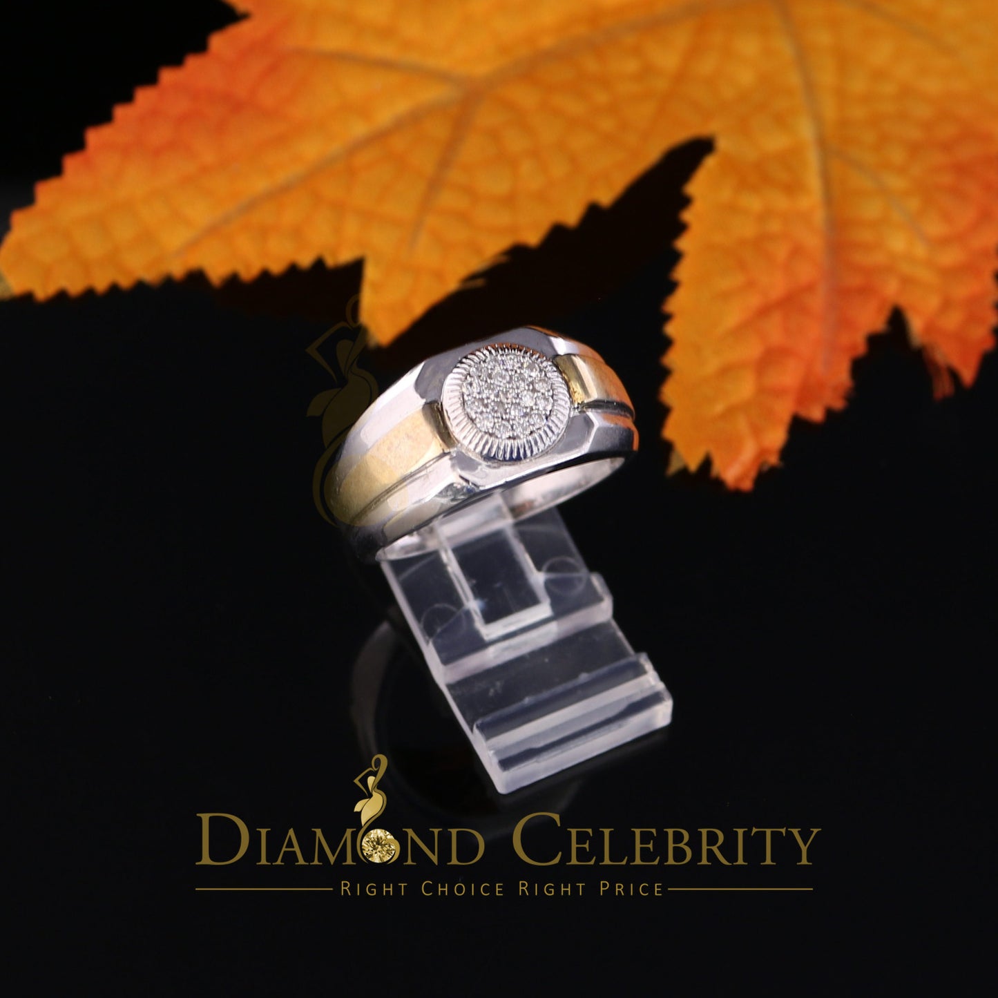 DiamondCelebritees 925 Silver White 0.38ct Cubic Zirconia Wide Men's Engagement Band Ring Size 11.5