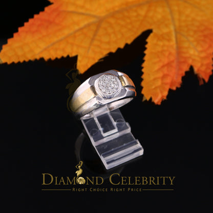 DiamondCelebritees 925 Silver White 0.38ct Cubic Zirconia Wide Men's Engagement Band Ring Size 11.5