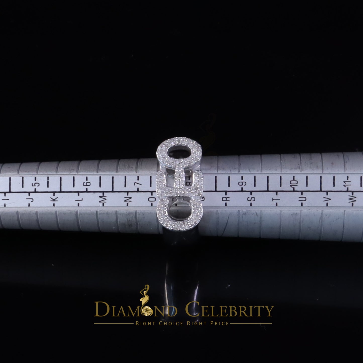 DiamondCelebritees Stylish 925 White Silver 0.40ct Real Micro Diamond Men's "CEO" word Ring SZ 8