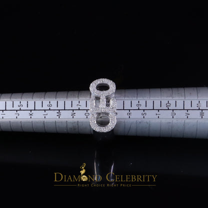 DiamondCelebritees Stylish 925 White Silver 0.40ct Real Micro Diamond Men's "CEO" word Ring SZ 8