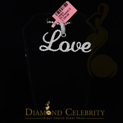 DiamondCelebritees White Attractive" LOVE" Letter 925 Sterling Silver Pendant 2.08ct Cubic Zirconia