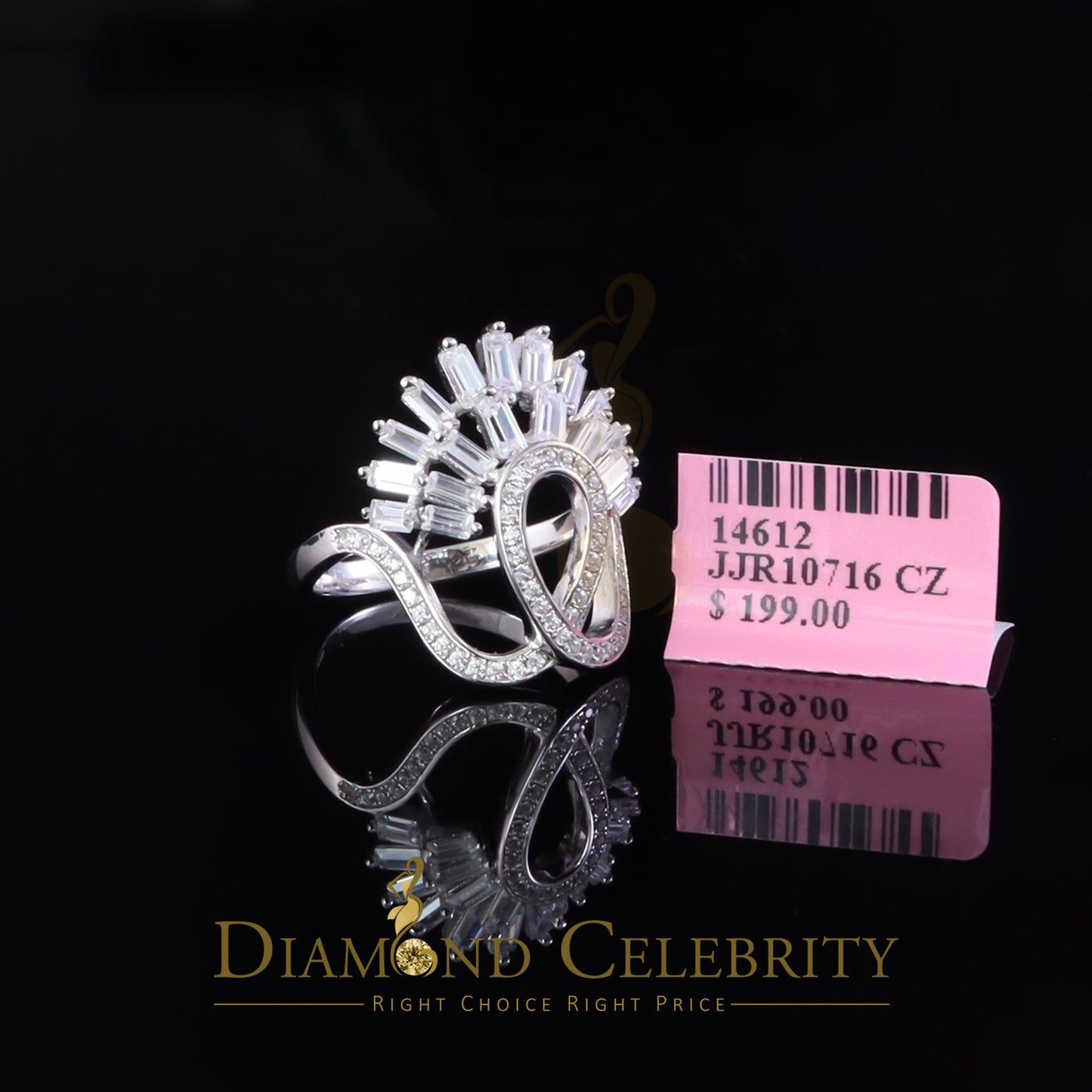 DiamondCelebritees 925 Sterling 2.00 ct Cubic Zirconia White Silver Crown Womens Ring Size 6.5