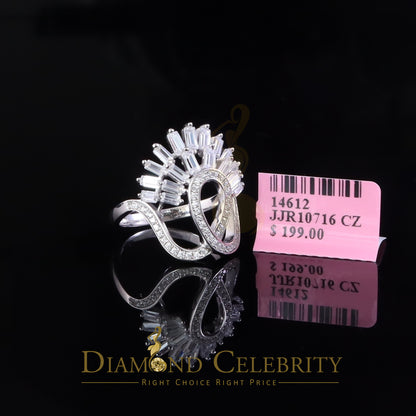 DiamondCelebritees 925 Sterling 2.00 ct Cubic Zirconia White Silver Crown Womens Ring Size 6.5