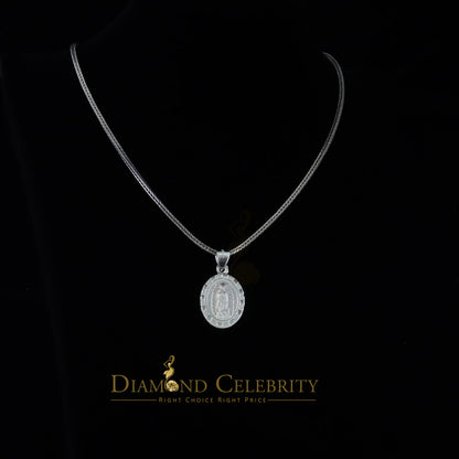DiamondCelebritees 925 Sterling Silver Lady Guadalupe Men's/ Women's Pendant White Religious