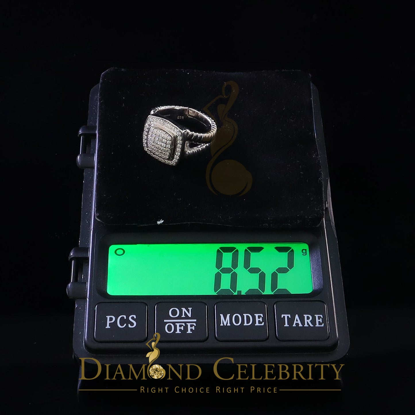 DiamondCelebritees 1.33ct White Silver Square Cubic Zirconia Womens Adjustable Ring From SZ 8 to 10