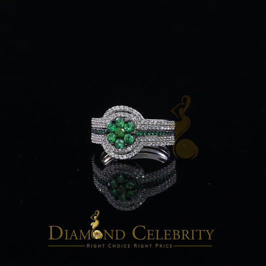 DiamondCelebritees 925 Sterling White Silver 2.50ct Floral Shape Cubic Zirconia Women's Ring Size 7