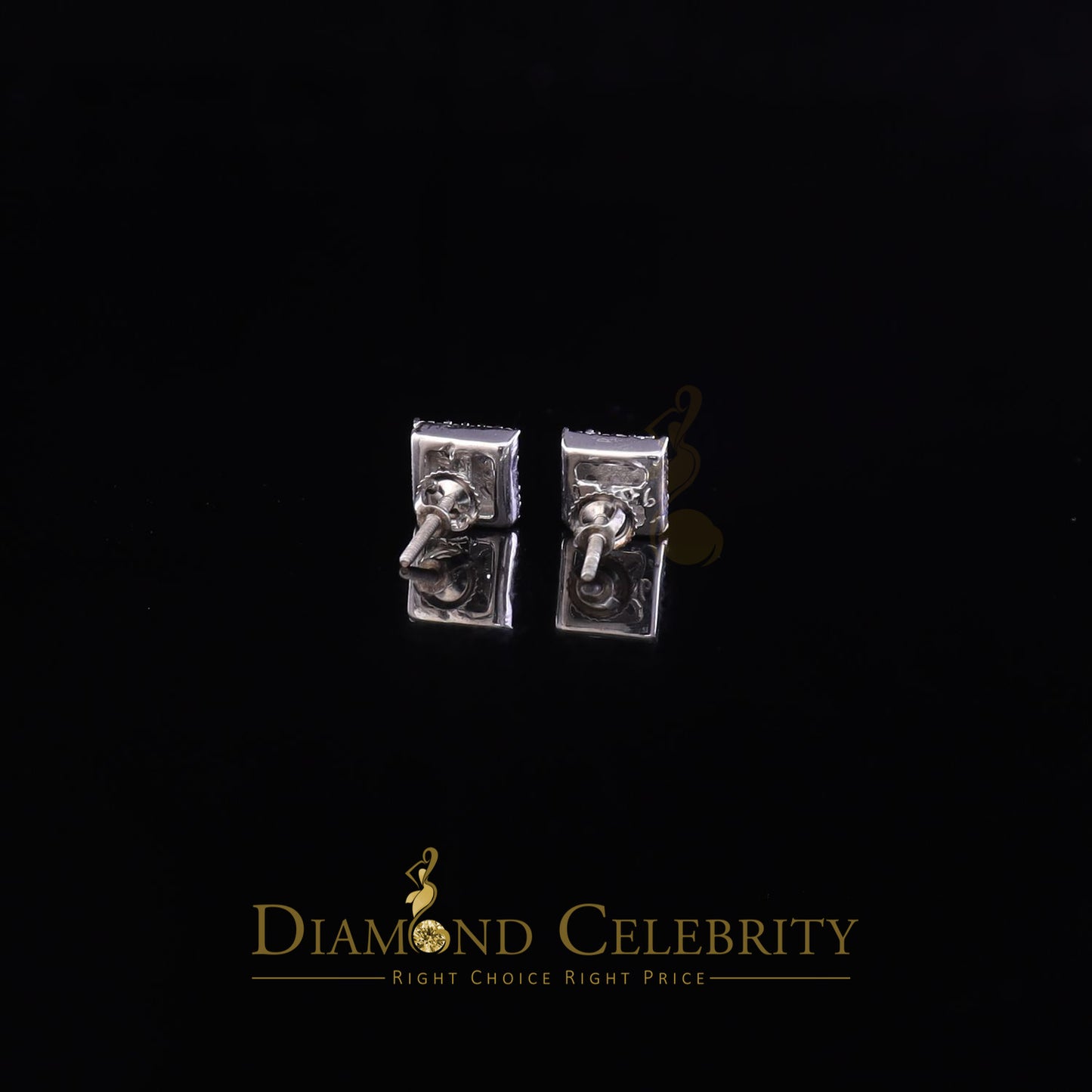 DiamondCelebritees  925 White Sterling Silver 0.74ct Cubic Zirconia Square Women's Stud Earrings