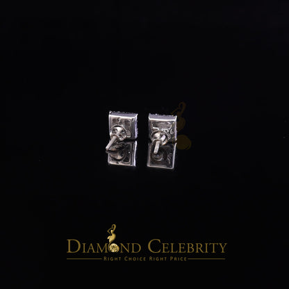 DiamondCelebritees  925 White Sterling Silver 0.74ct Cubic Zirconia Square Women's Stud Earrings