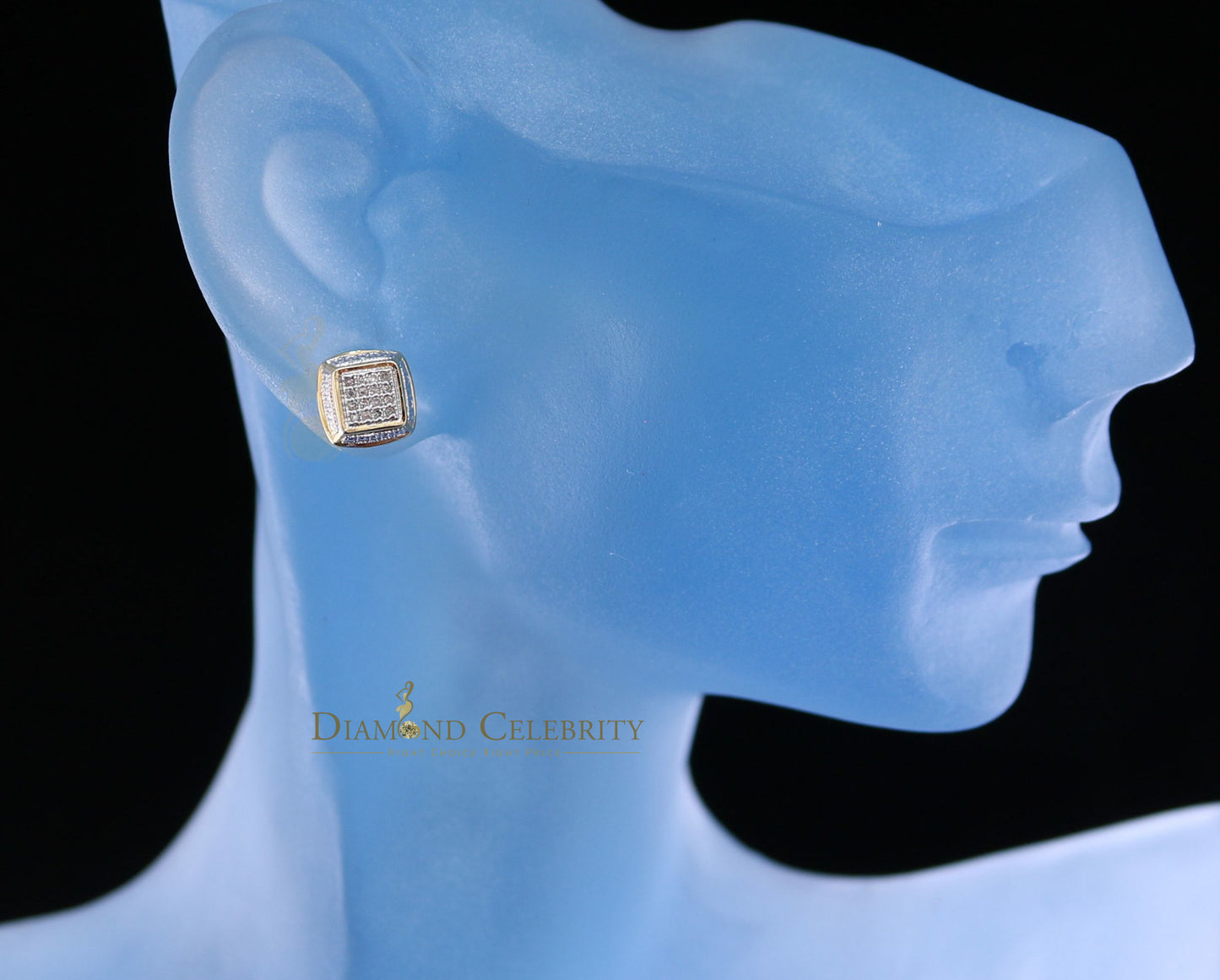 DiamondCelebritees 0.10CT Real Diamonds with 10K Real Yellow Gold Men's/Women's stud Earrings