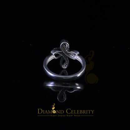 DiamondCelebritees Diamond Celbrity Cubic Zirconia 0.20ct White Silver Set Womens Cross Ring Size 7