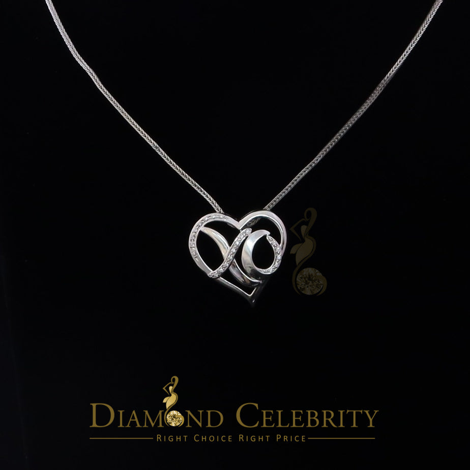 DiamondCelebritees White 925 Sterling Silver Heart and XO Shape Pendant 0.21ct Cubic Zirconioa