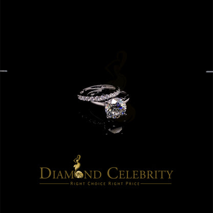 DiamondCelebritees White 5.00ct Moissanite Sterling Silver Men/Women Bridal Ring Round Shape Size 8
