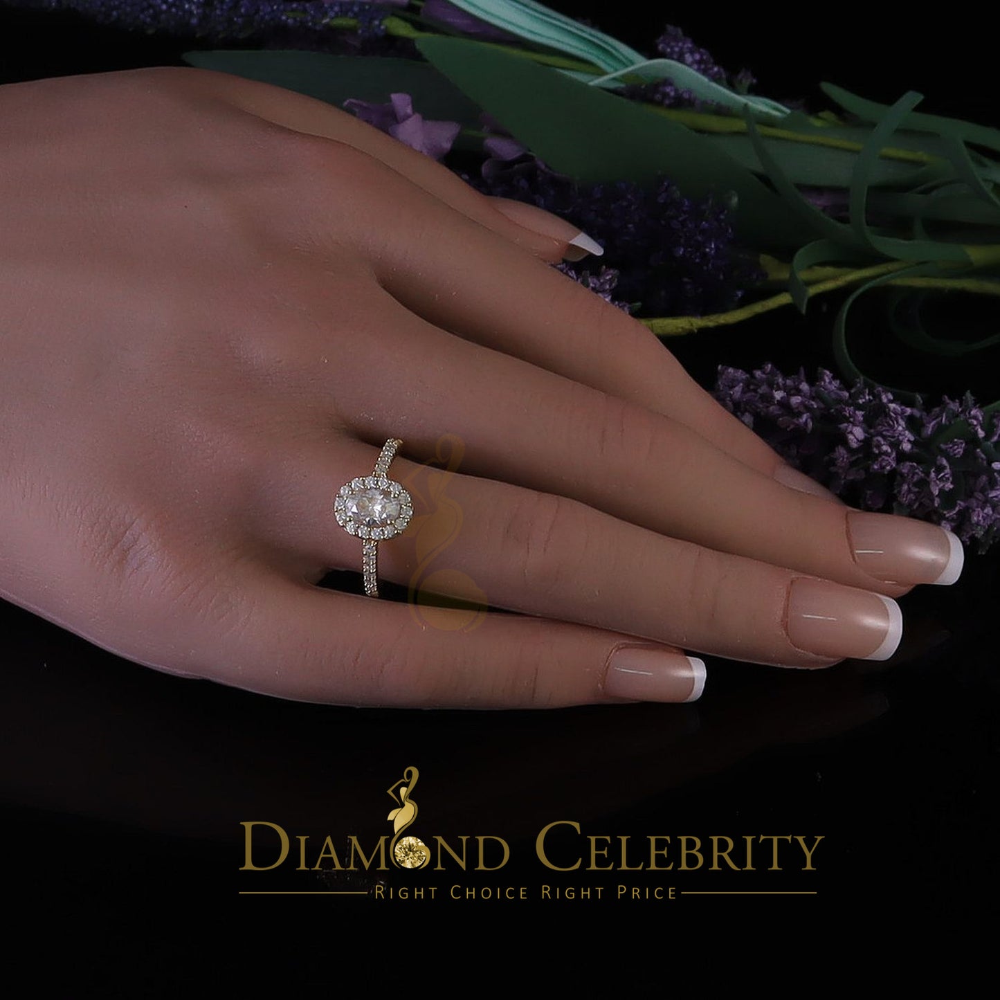 King Of Blings  10K Yellow Gold 1.50CT 'VVS' 'FL' D clr Oval Cut Moissonite Womens Ring Size 7