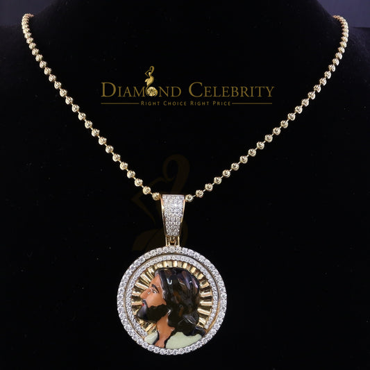 Diamondcelebritees 925 Sterling Silver JESUS Yellow Pendant 3.00ct Genuine Moissanite for He/She