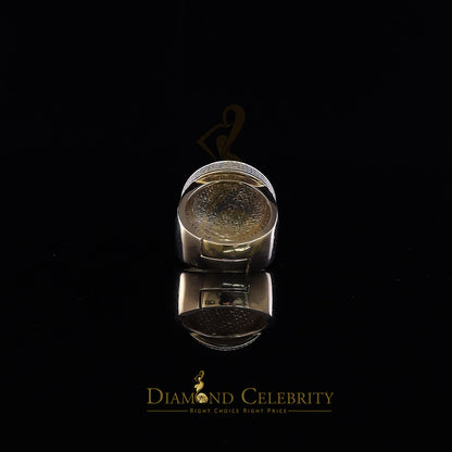 DiamondCelebritees Real Diamond 0.25CT Men's Silver Yellow Round Adjustable Ring From SZ 11 to 13