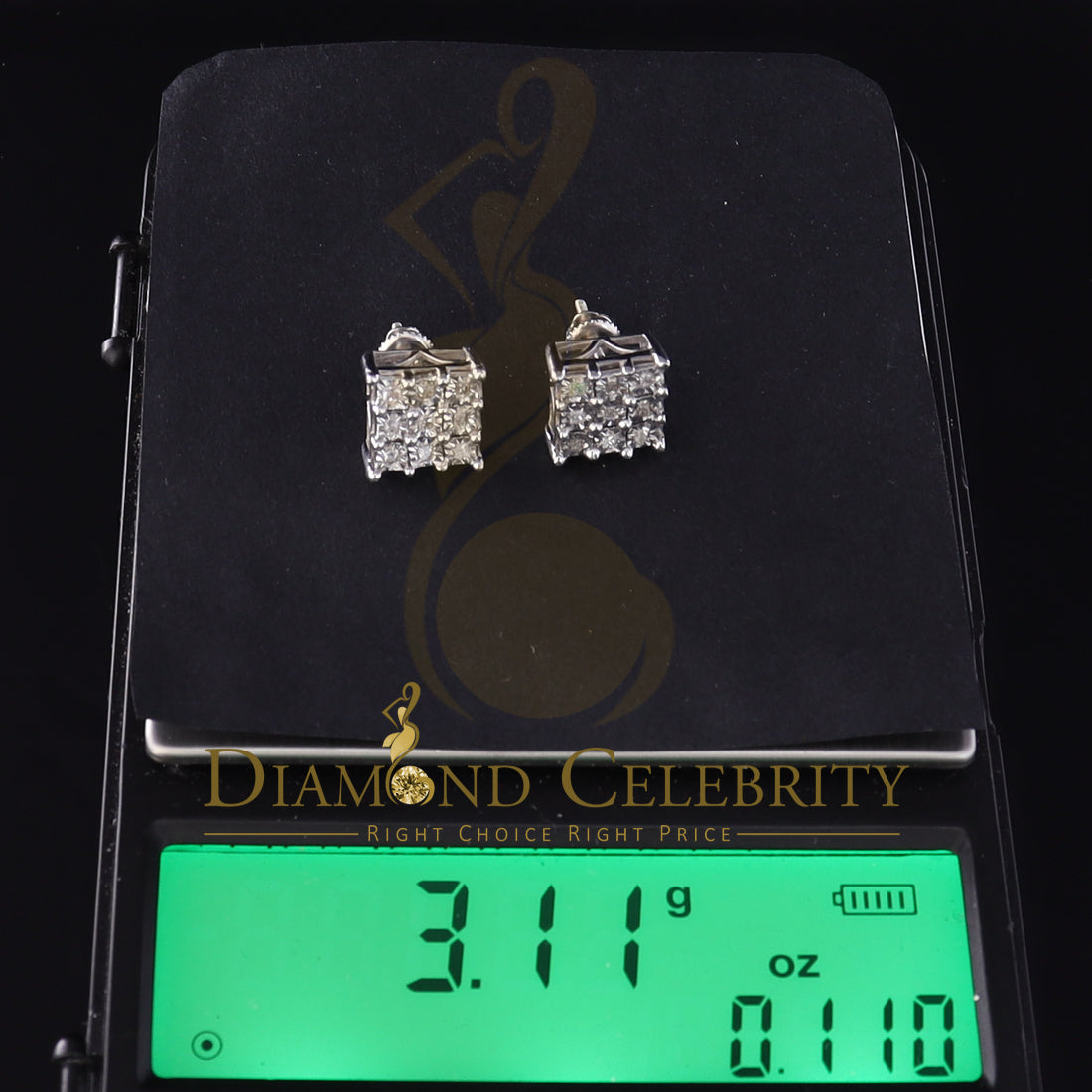 DiamondCelebritees 0.15ct Diamond Hip Hop Women's & Men's Stud Earrings 925 White Sterling Silver