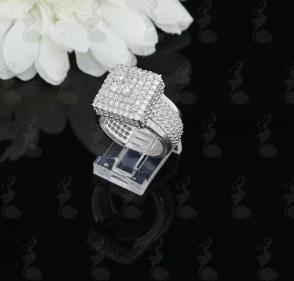 DiamondCelebritees 925 Silver White 8.50ct Cubic Zirconia Wide Square Womens Engagement Ring SZ 7.5