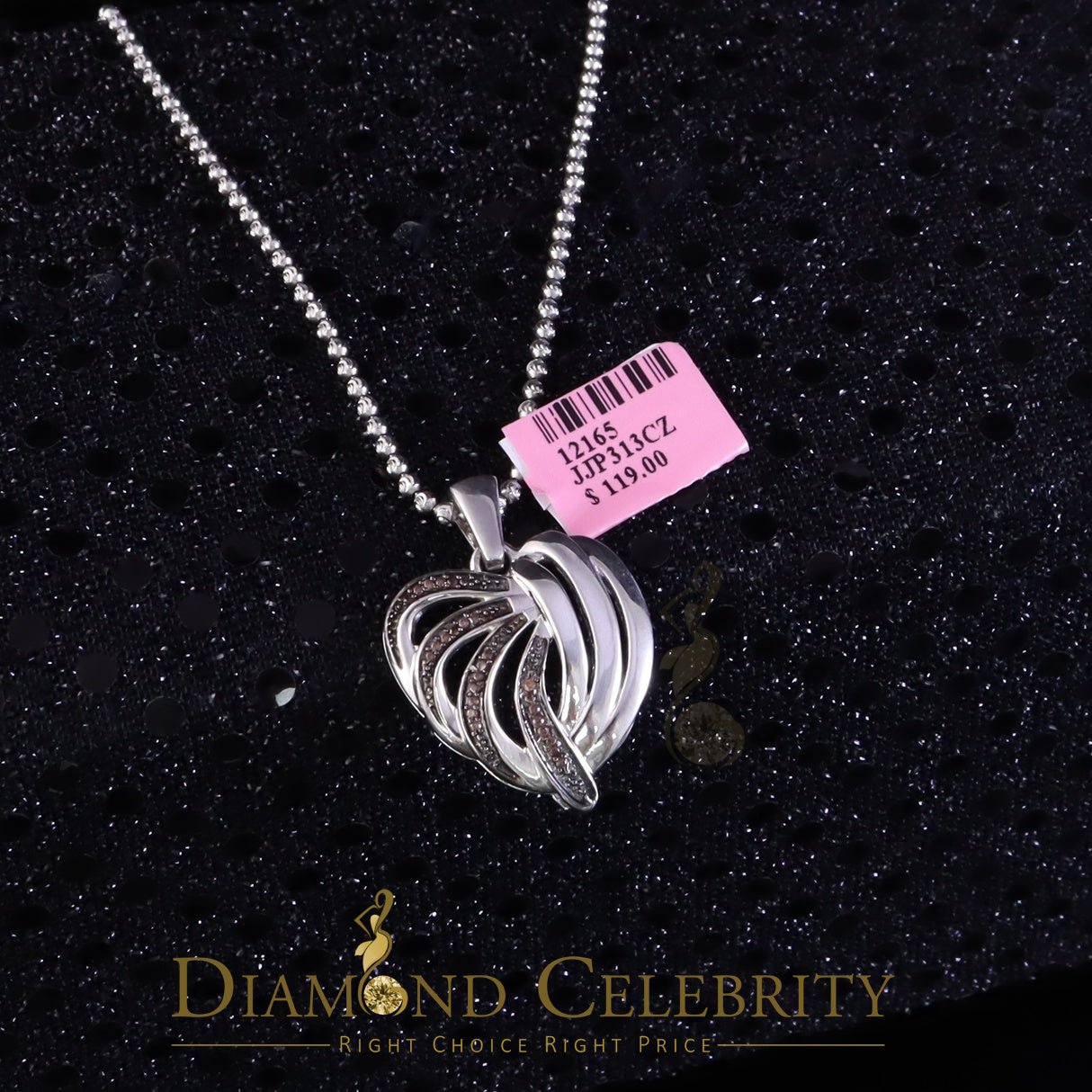 DiamondCelebritees White Heart Shape looking 925 Sterling Silver Pendant 0.22ct Cubic Zirconia