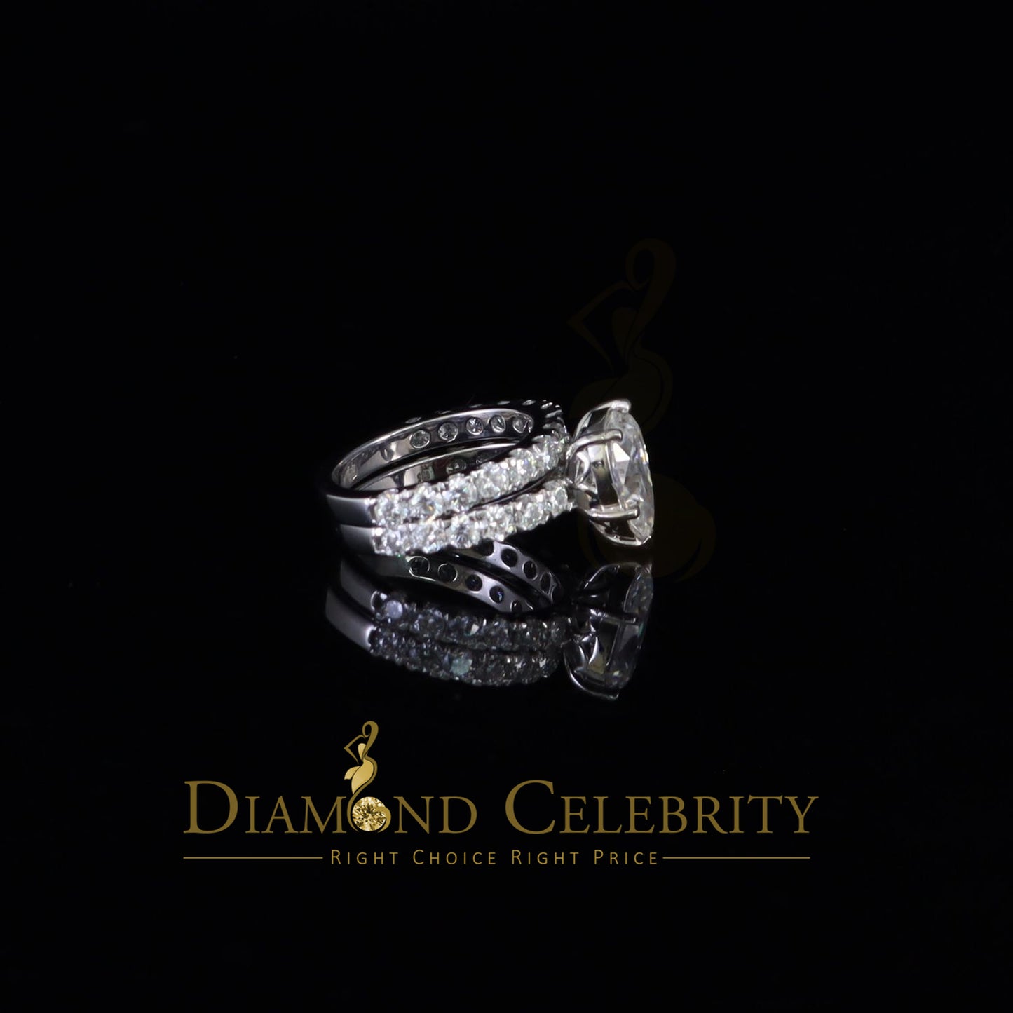 DiamondCelebritees 7.00ct Moissanite White Sterling Silver Men/ Women Bridal Ring Pear Shape Size 8