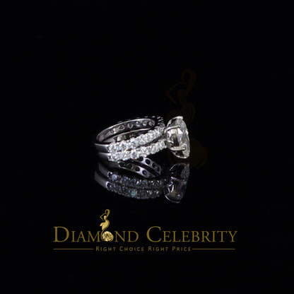 DiamondCelebritees 7.00ct Moissanite White Sterling Silver Men/ Women Bridal Ring Pear Shape Size 8