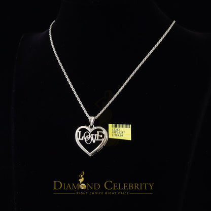 DiamondCelebritees  Real 0.15ct Diamond Sterling Silver LOVE HEART White Charm Necklace Pendant