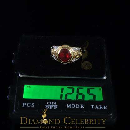 DiamondCelebritees 8.10ct Yellow Silver Oval Cubic Zirconia Men's Adjustable Ring From SZ 9 to 11