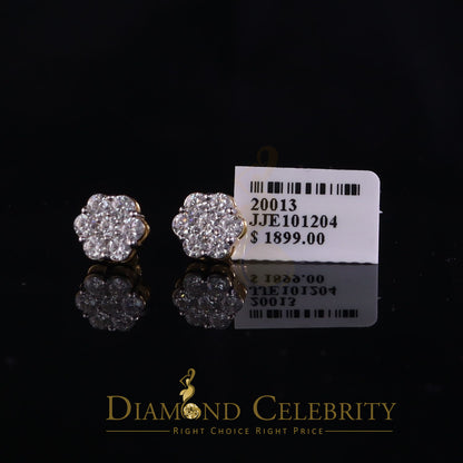 DiamondCelebritees Stud FLORAL Earrings 10k Real Yellow Gold 1.50ct VVS 'D' Color Real Moissanite