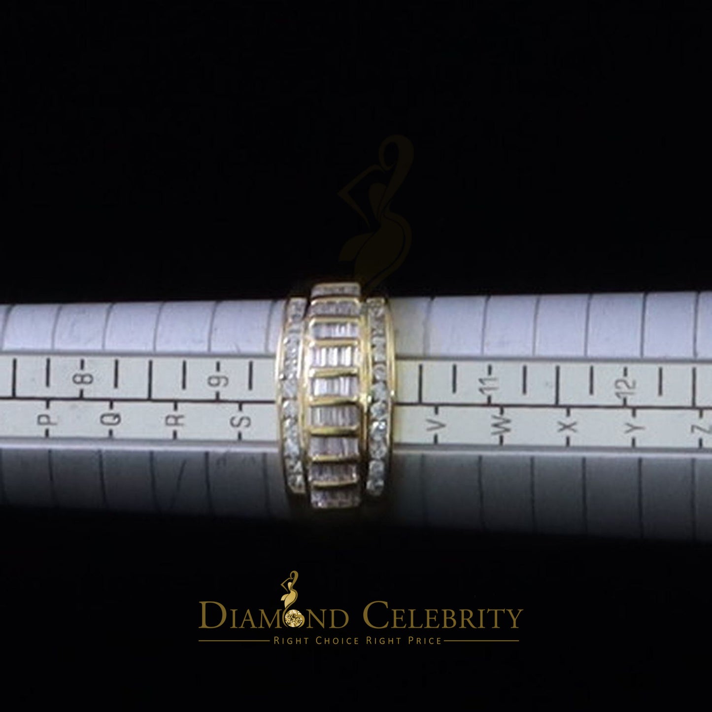 DiamondCelebritees 925 Yellow 1.75ct Cubic Zirconia Silver Men's Adjustable Ring From SZ 9 to 11