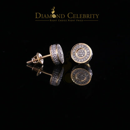 DiamondCelebritees 10K Real Yellow Gold Men's/Women's Real Micro Diamond 0.15CT Stud Earring