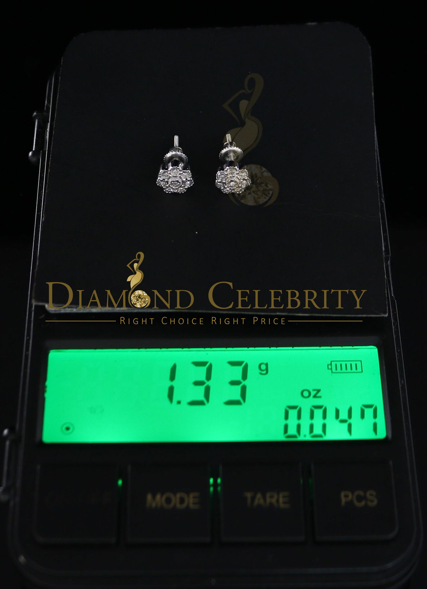 DiamondCelebritees 0.03ct Diamond 925 Sterling Silver White Floral Earrings For Men's & Women's