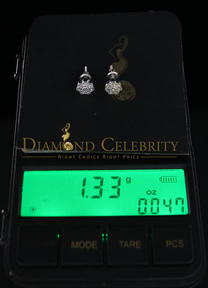 DiamondCelebritees 0.03ct Diamond 925 Sterling Silver White Floral Earrings For Men's & Women's