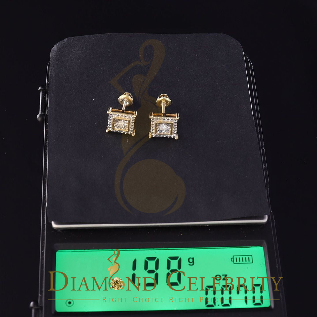 DiamondCelebritees 0.10ct Diamond Stud Earrings Yellow 925 Sterling Silver For Men's & Women's