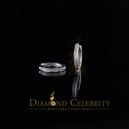 DiamondCelebritees 0.10ct Diamond 925 Sterling Silver White Hoop Stud Earrings For Men's / Women's