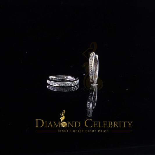 DiamondCelebritees 0.10ct Diamond 925 Sterling Silver White Hoop Stud Earrings For Men's / Women's